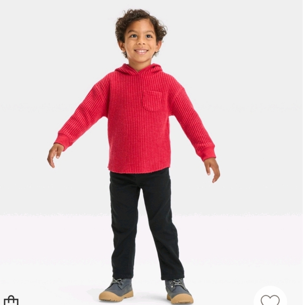 Toddler Boys' Thermal Hooded Pullover Sweatshirt - Cat & Jack Red 2T - Picture 3 of 13